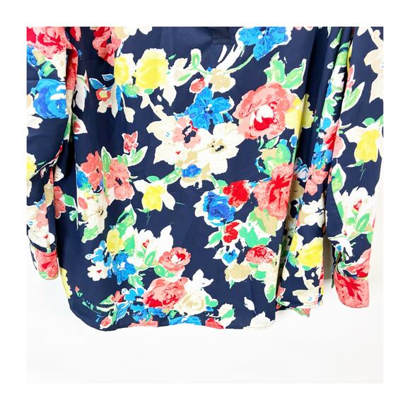 Lauren Ralph Lauren Split‑Neck Floral Tunic Blouse 3X Plus Women Navy Multicolor - Picture 4 of 9